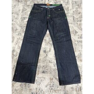 Vintage Akademiks Jeans Mens 36x34 Dark Blue Embroidered Baggy Skater  Y2K Coogi